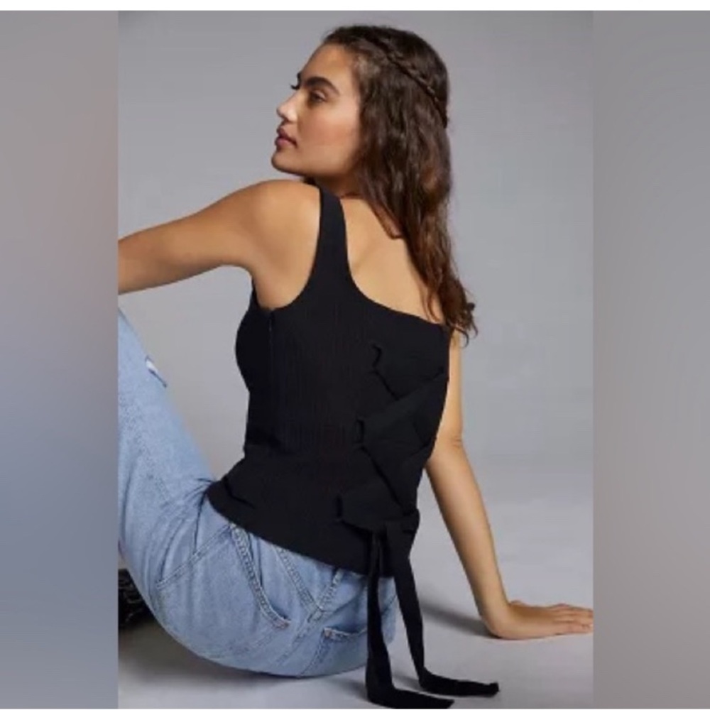 Maeve by anthropology tie back black tank top size small